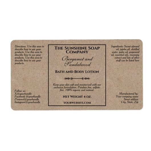  Kraft Paper Style Cosmetics Bottle Label (Voorkant)