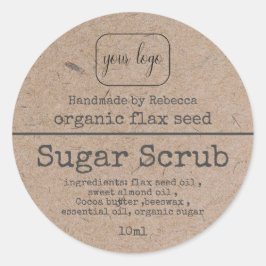 Kraft Paper Sugar Scrub Voeg je Logo toe Ronde Sticker