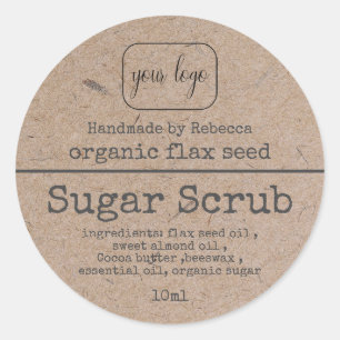 Kraft Paper Sugar Scrub Voeg je Logo toe Ronde Sticker