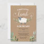 Kraft Paper Sweet Little Lamb Greenery Baby shower Kaart (Voorkant)