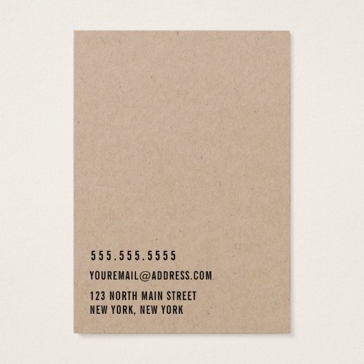 Kraft Paper Voeg uw Logo-Kaart toe Visitekaartje (Achterkant)