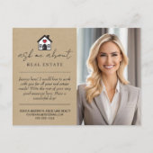 Kraft Paper Vraag me over onroerend goed promotion Briefkaart (Voorkant)