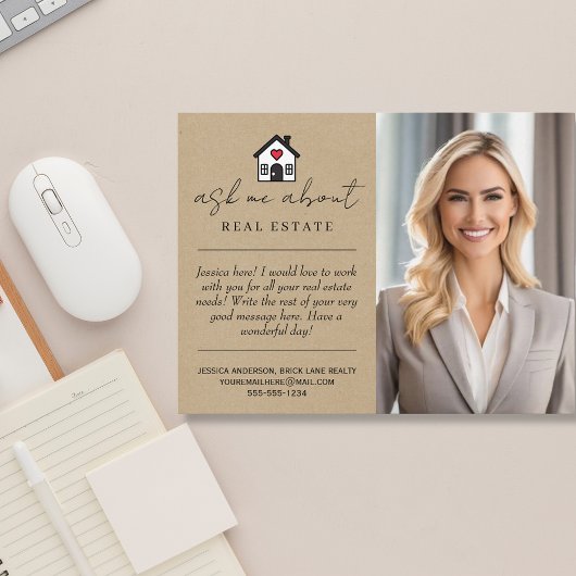 Kraft Paper Vraag me over onroerend goed promotion Briefkaart