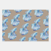 Kraft Paper Waterverf Crown Tail Betta Fish (Voorkant)