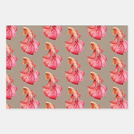 Kraft Paper Waterverf Crown Tail Betta Fish 2 (Voorkant 2)