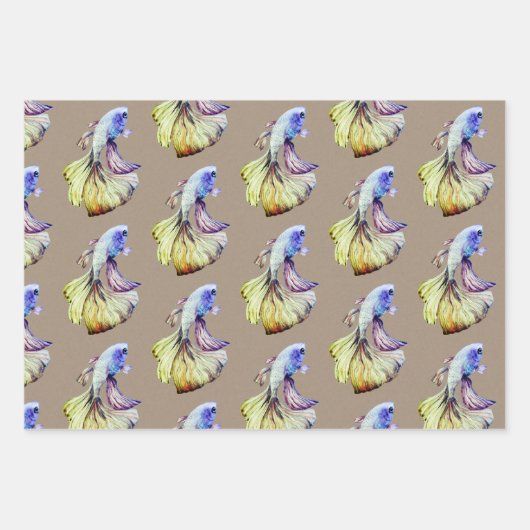 Kraft Paper Waterverf Crown Tail Betta Fish 2 (Voorkant)