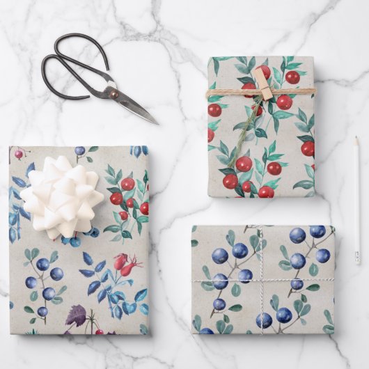 Kraft Paper Waterverf Festive Winter Berries (Voorkant)