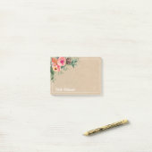 Kraft Paper Waterverf Flowers Pinecone Post-it® Notes (Op bureau)