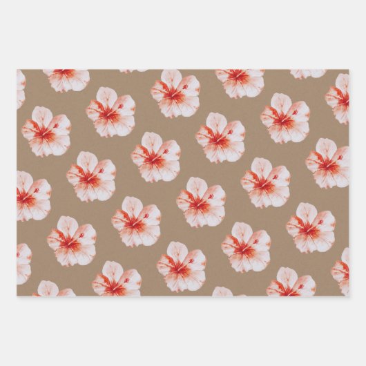 Kraft Paper Waterverf Tropische Hibiscus Monstera (Voorkant)
