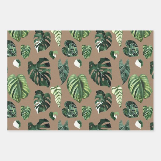 Kraft Paper Waterverf Tropische Palm Leaf Greenery (Voorkant)