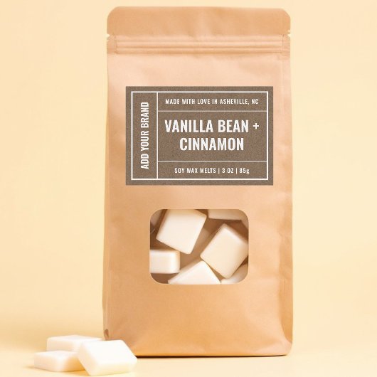 Kraft Paper Wax Melt Minimalistisch Modern 3x2" La Voedselcontainer Etiket