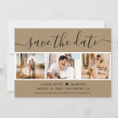 Kraft Paper Wedding 4 foto Save The Date (Voorkant)