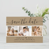 Kraft Paper Wedding 4 foto Save The Date (Staand voorkant)
