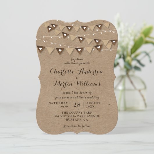 Kraft Paper Wedding Kaart (Staand voorkant)