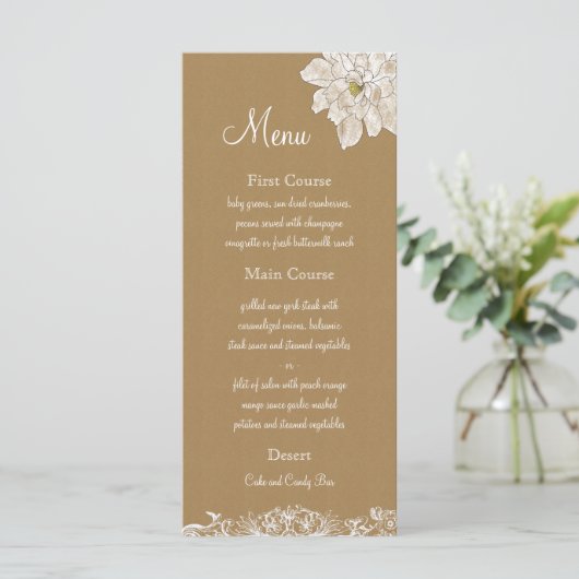 Kraft Paper Wedding: Menu Kaarten (Staand voorkant)