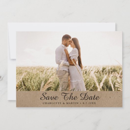 Kraft Paper Wedding Photo Save the Date Cards (Voorkant)
