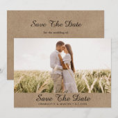 Kraft Paper Wedding Photo Save the Date Cards (Voorkant / Achterkant)