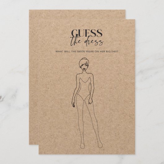Kraft Paper Wedding Shower raadt het dress-spel (Voorkant / Achterkant)