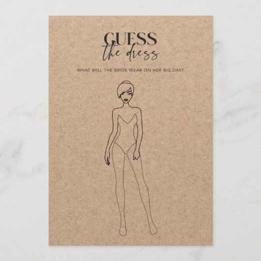 Kraft Paper Wedding Shower raadt het dress-spel (Voorkant)