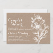 Kraft paper white floral bruiloft onder douche kaart (Voorkant)