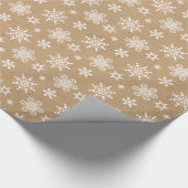 Kraft Paper White Snowflakes Pattern ID589 Cadeaupapier (Hoek)