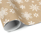 Kraft Paper White Snowflakes Pattern ID589 Cadeaupapier (Rol Hoek)