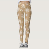 Kraft Paper White Snowflakes Pattern ID589 Leggings (Voorkant)