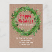 Kraft Paper Winter Greenery New Home Happy Holiday Briefkaart (Voorkant)