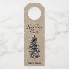 Kraft Paper Woodland Tree Gold Snow Elegant Flessenhanger