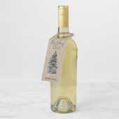 Kraft Paper Woodland Tree Gold Snow Elegant Flessenhanger (Schuin)