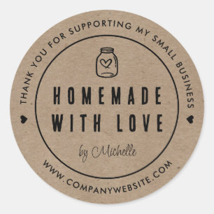 Kraft Paper Zelfgemaakte Business Bedankt Ronde Sticker