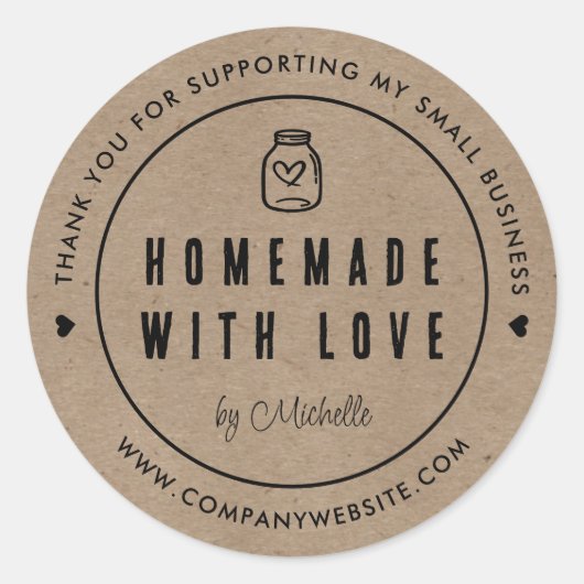 Kraft Paper Zelfgemaakte Business Bedankt Ronde Sticker (Voorkant)
