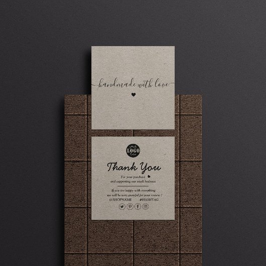 Kraft papier aangepaste Logo dank u aards Vierkante Visitekaartje