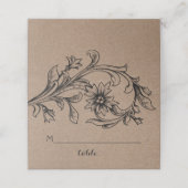 Kraft papier bloeien bruiloft gevouwen escort plaatskaartje (Buitenkant ongevouwen)