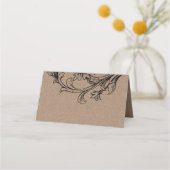 Kraft papier bloeien bruiloft gevouwen escort plaatskaartje (Achterkant)