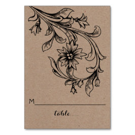Kraft papier bloeien bruiloft gevouwen escortkaart kaart