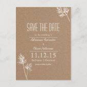 Kraft Papier Bruin en Witte Bladeren Save The Date Aankondigingskaart (Voorkant)