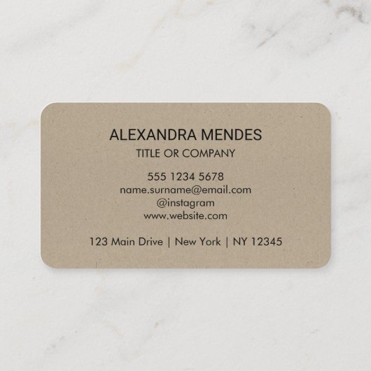 Kraft papier Custom logo modern Stijlvol Visitekaartje (Achterkant)