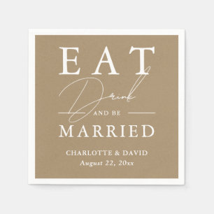 Kraft papier eet Drink en getrouwd bruiloft Servet