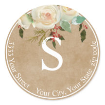 Kraft papier Floral vakantie monogram retouradres