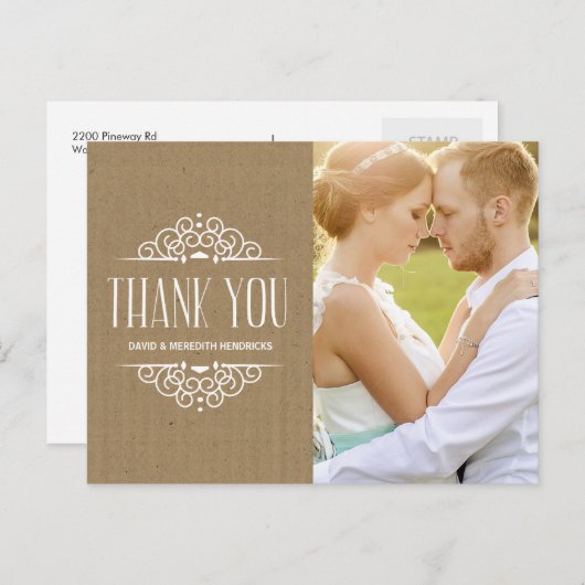  Kraft Papier Foto Dank u Briefkaart (Voorkant / Achterkant)