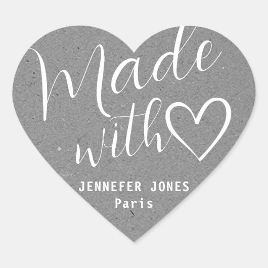 Kraft papier gemaakt met liefde hart kalligrafie g sticker (Voorkant)