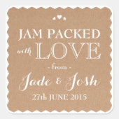 Kraft papier harten bruiloft gunst Jam Jar Sticker (Voorkant)