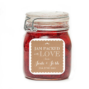 Kraft papier harten bruiloft gunst Jam Jar Sticker