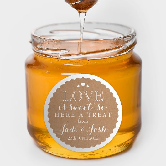 Kraft papier harten bruiloft gunst pot ronde Stick Ronde Sticker