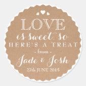 Kraft papier harten bruiloft gunst pot ronde Stick Ronde Sticker (Voorkant)