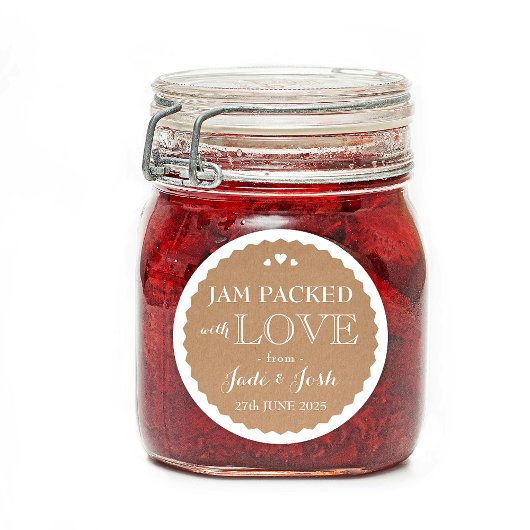 Kraft papier harten bruiloft gunst pot ronde Stick Sticker