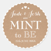 Kraft papier harten bruiloft munt gunst ronde ronde sticker (Voorkant)