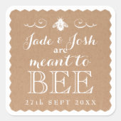 Kraft papier honing bedoeld om bruiloft gunst vierkante sticker (Voorkant)