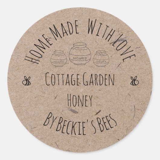 Kraft Papier | Honingpot Etiket (Voorkant)